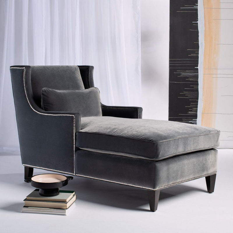 Safavieh Vitali Studded Chaise - Charcoal | Lounge Chairs | Modishstore
