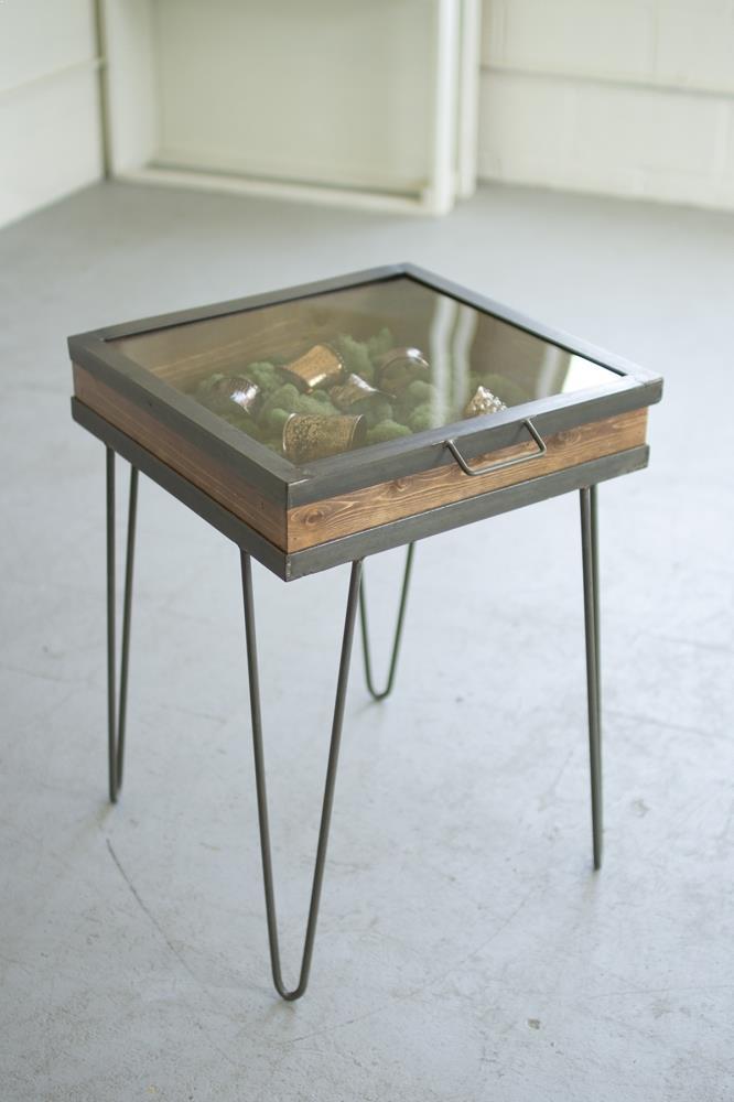 Kalalou Display Table With Hinged Glass Top | Modishstore | Side Tables-2