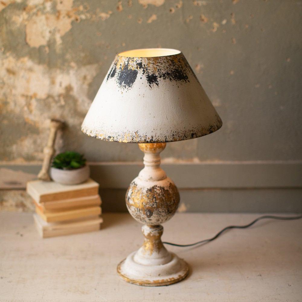 Kalalou Table Lamp With Wooden Base & Metal Shade | Modishstore | Table Lamps | CCG1531