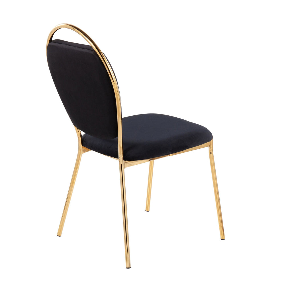 Keyhole Contemporary/Glam Dining Chair in Gold Metal and Black Velvet By LumiSource - Set of 2 | Dining Chairs | Modishstore - 7