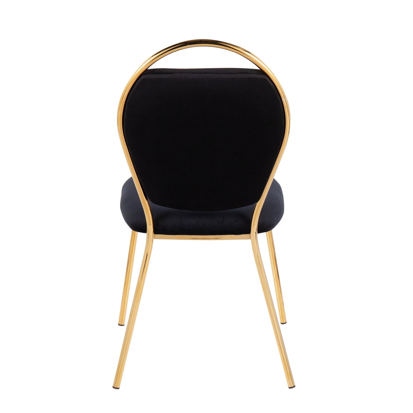 Keyhole Contemporary/Glam Dining Chair in Gold Metal and Black Velvet By LumiSource - Set of 2 | Dining Chairs | Modishstore - 8
