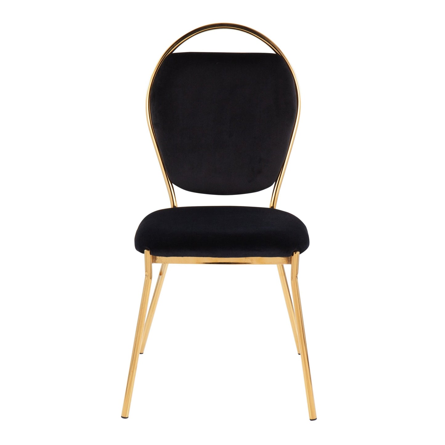 Keyhole Contemporary/Glam Dining Chair in Gold Metal and Black Velvet By LumiSource - Set of 2 | Dining Chairs | Modishstore - 2