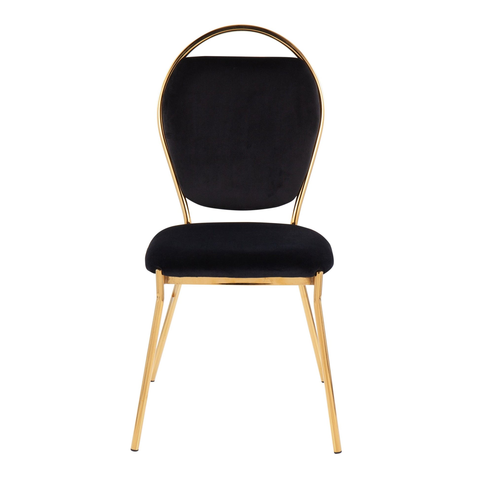 Keyhole Contemporary/Glam Dining Chair in Gold Metal and Black Velvet By LumiSource - Set of 2 | Dining Chairs | Modishstore - 2