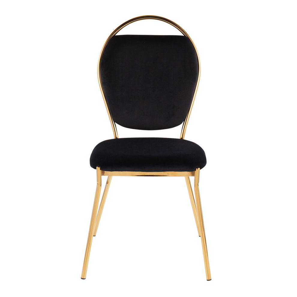 Keyhole Contemporary/Glam Dining Chair in Gold Metal and Black Velvet By LumiSource - Set of 2 | Dining Chairs | Modishstore - 2