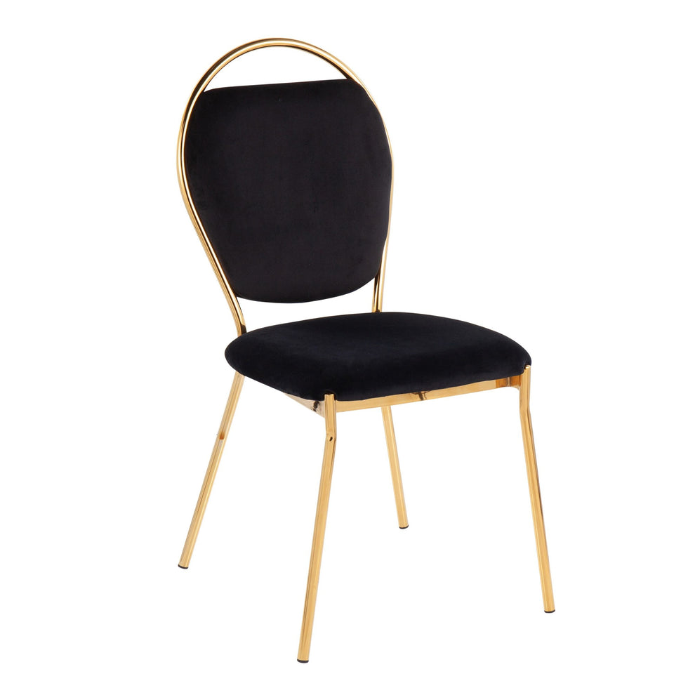 Keyhole Contemporary/Glam Dining Chair in Gold Metal and Black Velvet By LumiSource - Set of 2 | Dining Chairs | Modishstore - 5