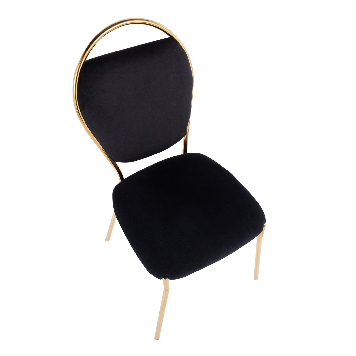 Keyhole Contemporary/Glam Dining Chair in Gold Metal and Black Velvet By LumiSource - Set of 2 | Dining Chairs | Modishstore - 3