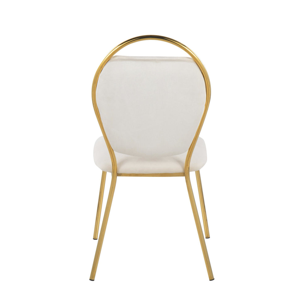 Keyhole Contemporary/Glam Dining Chair in Gold Metal and Black Velvet By LumiSource - Set of 2 | Dining Chairs | Modishstore - 24