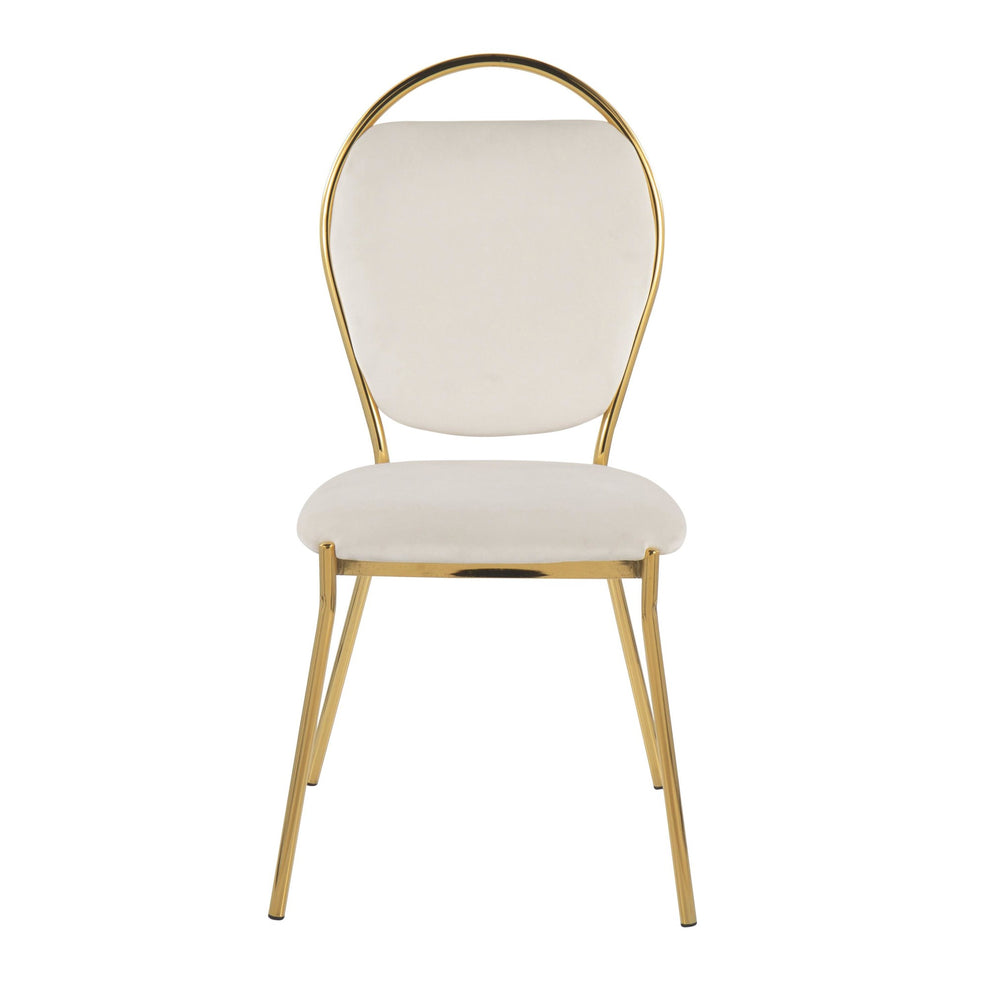 Keyhole Contemporary/Glam Dining Chair in Gold Metal and Black Velvet By LumiSource - Set of 2 | Dining Chairs | Modishstore - 18