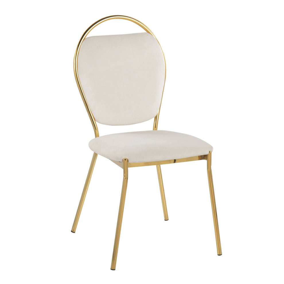 Keyhole Contemporary/Glam Dining Chair in Gold Metal and Black Velvet By LumiSource - Set of 2 | Dining Chairs | Modishstore - 21
