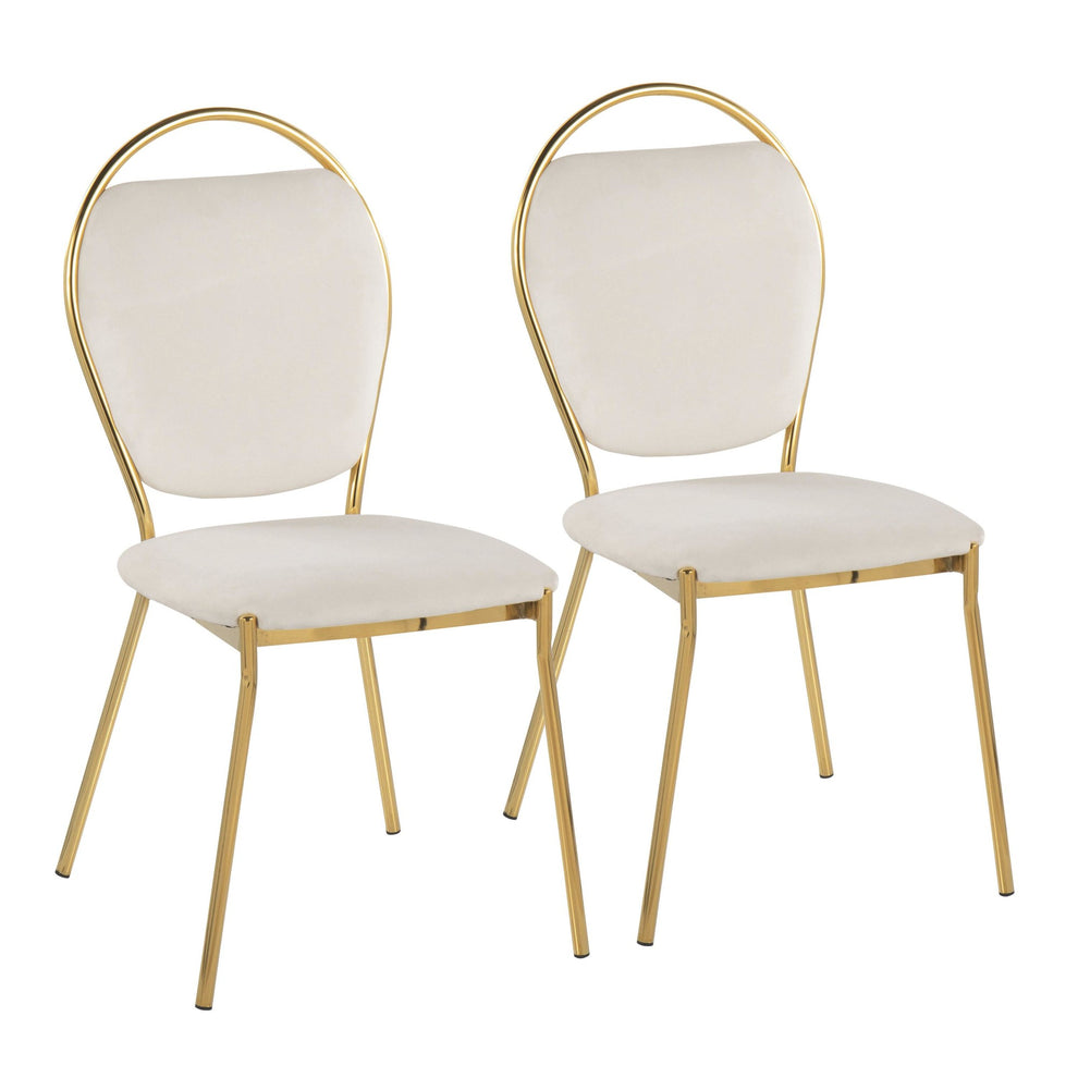 Keyhole Contemporary/Glam Dining Chair in Gold Metal and Black Velvet By LumiSource - Set of 2 | Dining Chairs | Modishstore - 17