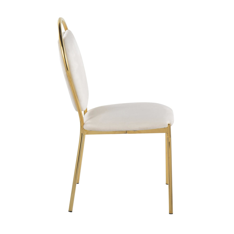 Keyhole Contemporary/Glam Dining Chair in Gold Metal and Black Velvet By LumiSource - Set of 2 | Dining Chairs | Modishstore - 22