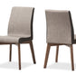 Baxton Studio Kimberly Mid-Century Modern Beige and Brown Fabric Dining Chair (Set of 2) | Modishstore | Dining Chairs - 4