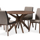 baxton studio kimberly mid century modern walnut wood round 5 piece dining set | Modish Furniture Store-2