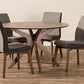 baxton studio kimberly mid century modern walnut wood round 5 piece dining set | Modish Furniture Store-6