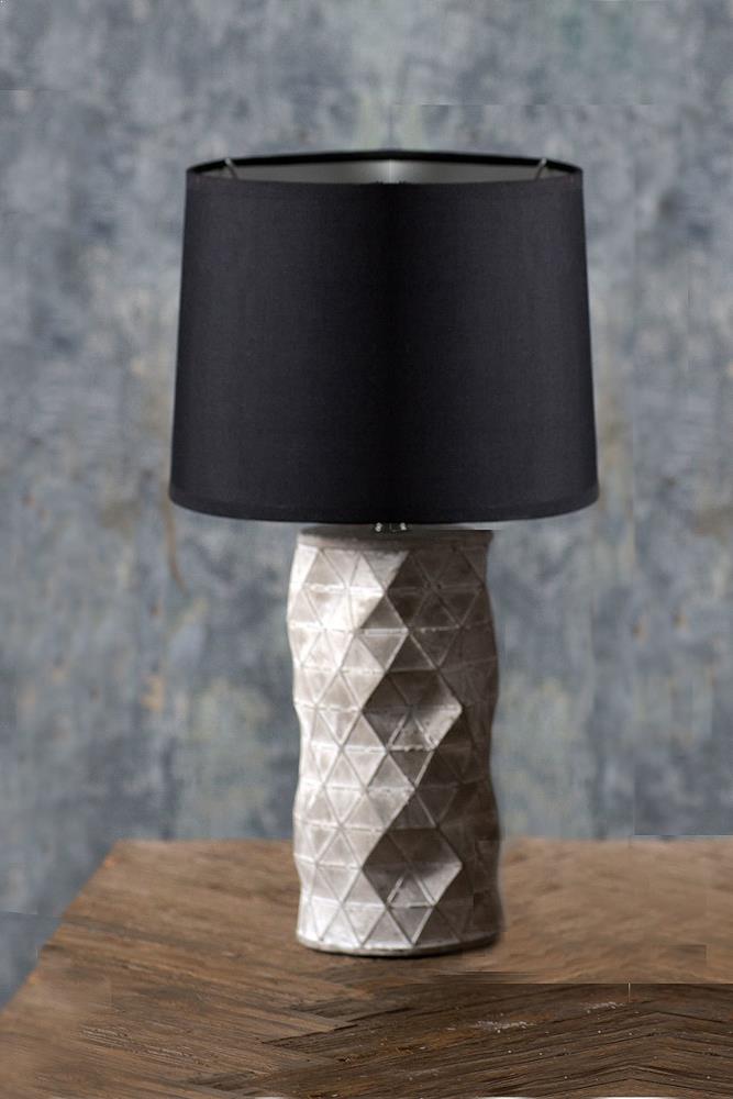Vagabond Vintage Cement Mini Lamp with Black Shade | Modishstore | Table Lamps