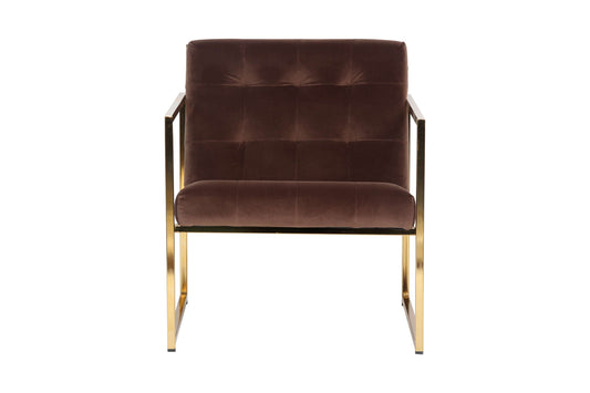 LeisureMod Lexington Tufted Velvet Accent Armchair With Gold Frame | Armchairs | Modishstore