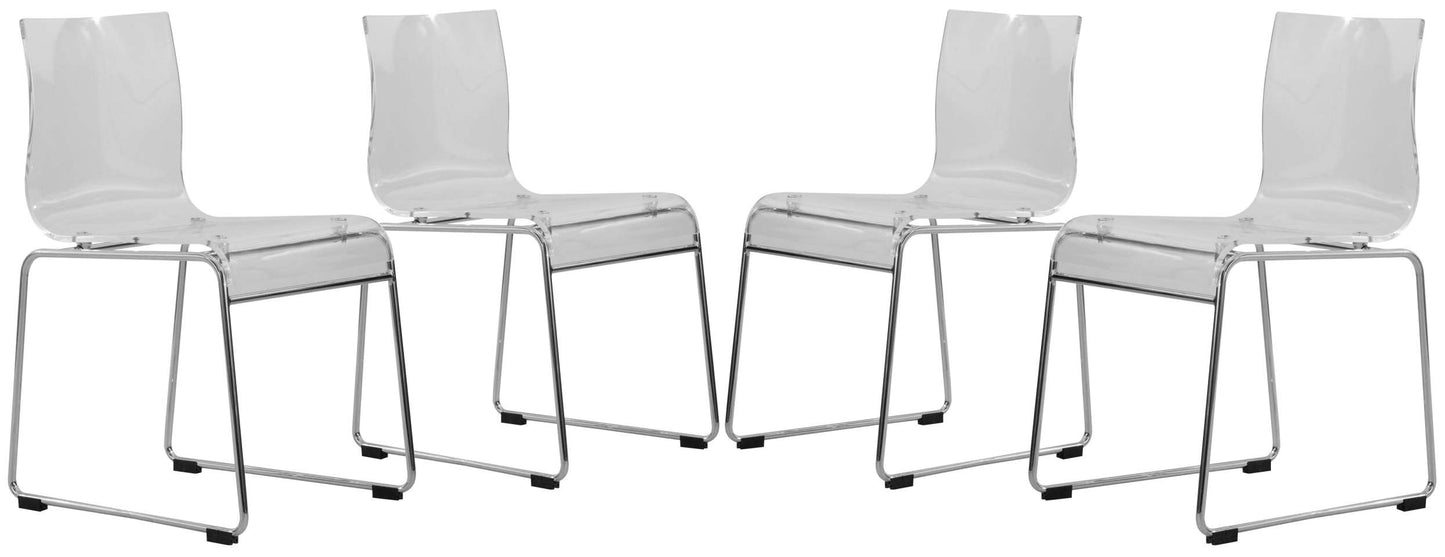 LeisureMod Lima Modern Acrylic Chair, Set of 4 | Side Chairs | Modishstore