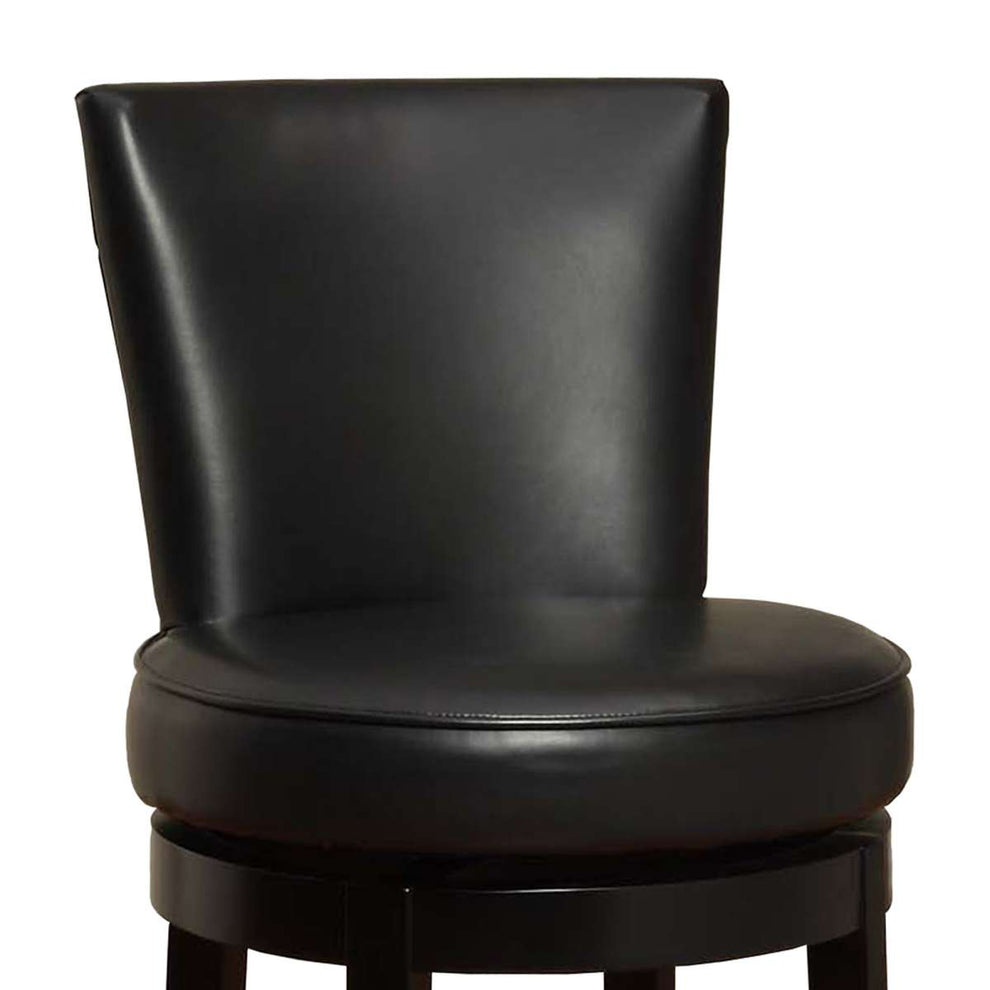 Boston 30" Bar Height Swivel Black Faux Leather and Black Wood Bar Stool By Armen Living | Bar Stools | Modishstore - 2