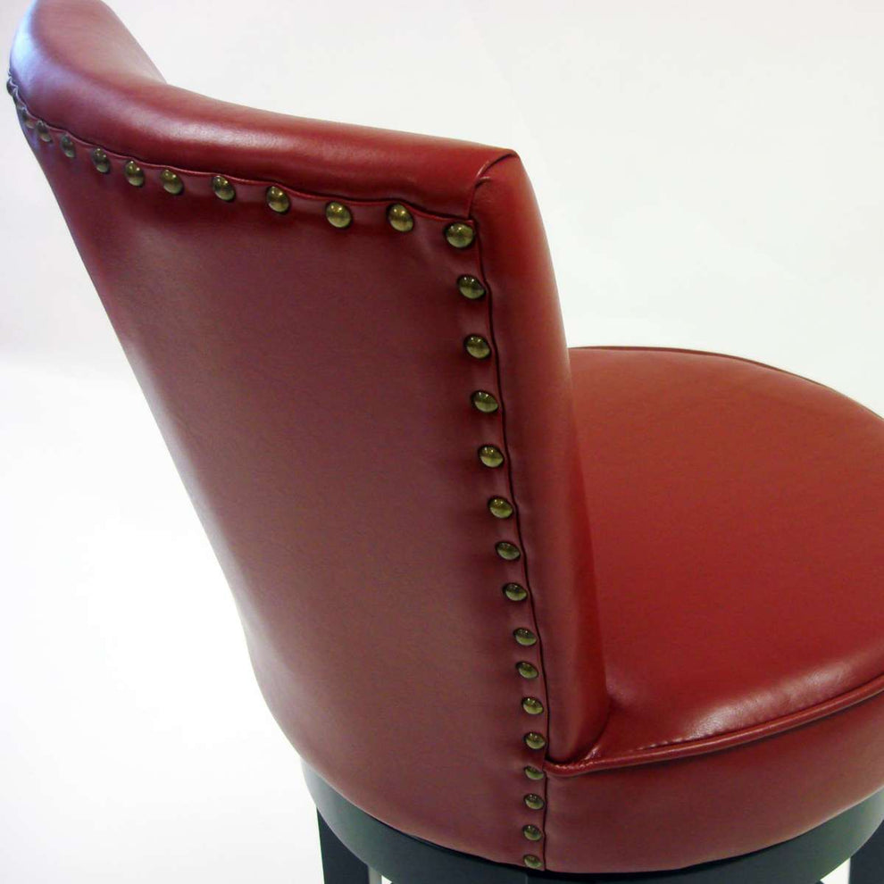 Boston 30" Bar Height Swivel Red Faux Leather and Black Wood Bar Stool By Armen Living | Bar Stools | Modishstore - 2
