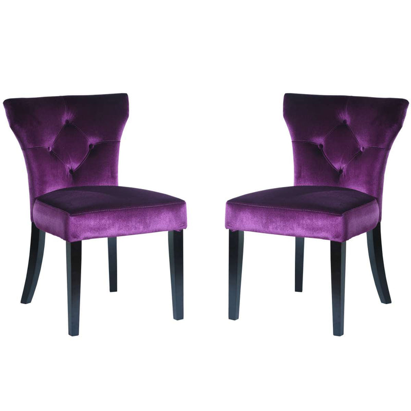 Elise Side Chair in Purple Velvet - Set of 2 By Armen Living | Side Chairs |  Modishstore 