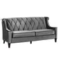 Barrister Sofa In Gray Velvet With Black Piping By Armen Living | Sofas |  Modishstore  - 2