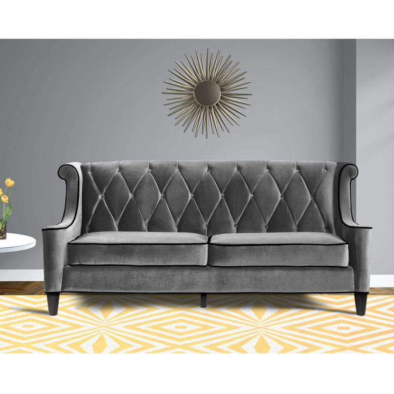 Barrister Sofa In Gray Velvet With Black Piping By Armen Living | Sofas |  Modishstore 
