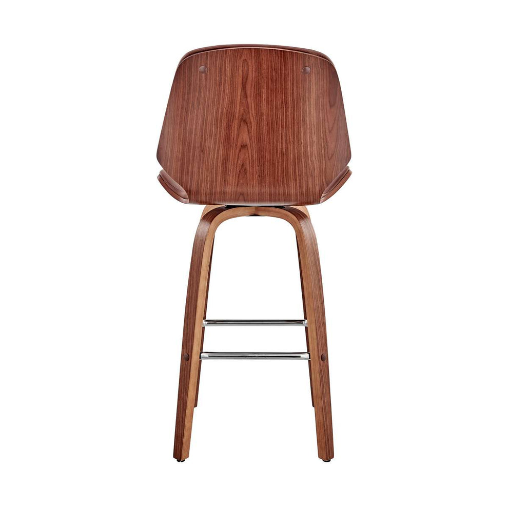 Arabela 26" Gray Faux Leather and Black Wood Swivel Bar Stool By Armen Living | Bar Stools | Modishstore - 11