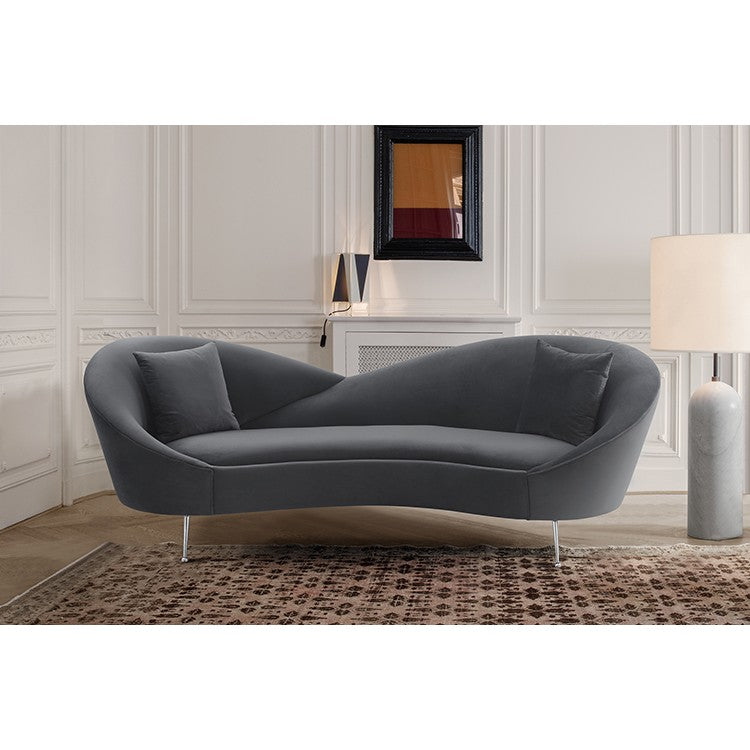 Anabella Gray Fabric Upholstered Sofa with Silver Legs By Armen Living | Sofas |  Modishstore  - 6