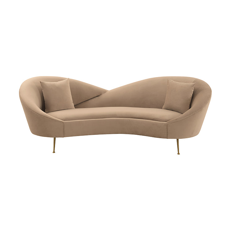 Anabella Natural Fabric Upholstered Sofa with Brushed Gold Legs By Armen Living | Sofas |  Modishstore  - 3