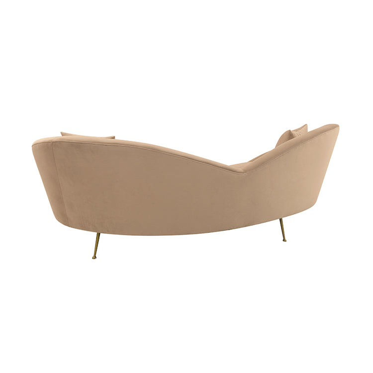 Anabella Natural Fabric Upholstered Sofa with Brushed Gold Legs By Armen Living | Sofas |  Modishstore  - 5