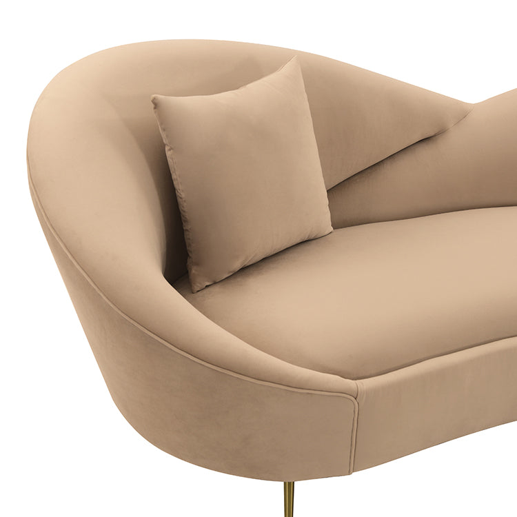 Anabella Natural Fabric Upholstered Sofa with Brushed Gold Legs By Armen Living | Sofas |  Modishstore  - 4