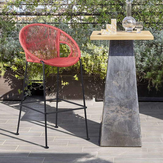 Acapulco 26" Indoor Outdoor Steel Bar Stool with Brick Red Rope By Armen Living | Counter Stools |  Modishstore 