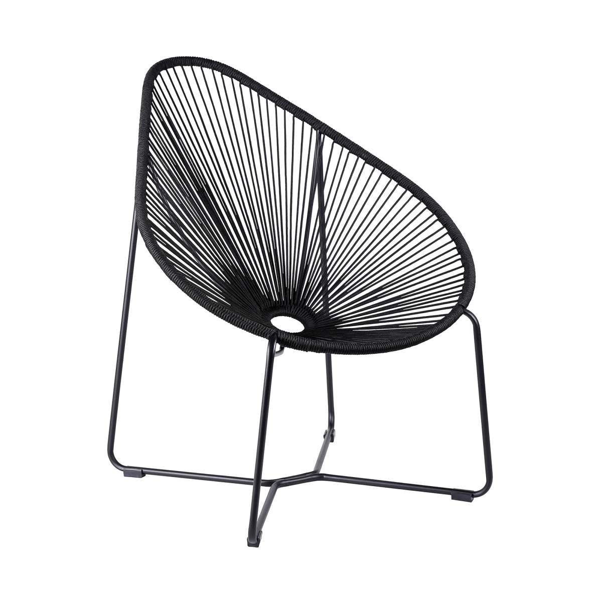 Acapulco Indoor Outdoor Steel Papasan Lounge Chair with Black Rope By Armen Living | Outdoor Chairs |  Modishstore  - 7