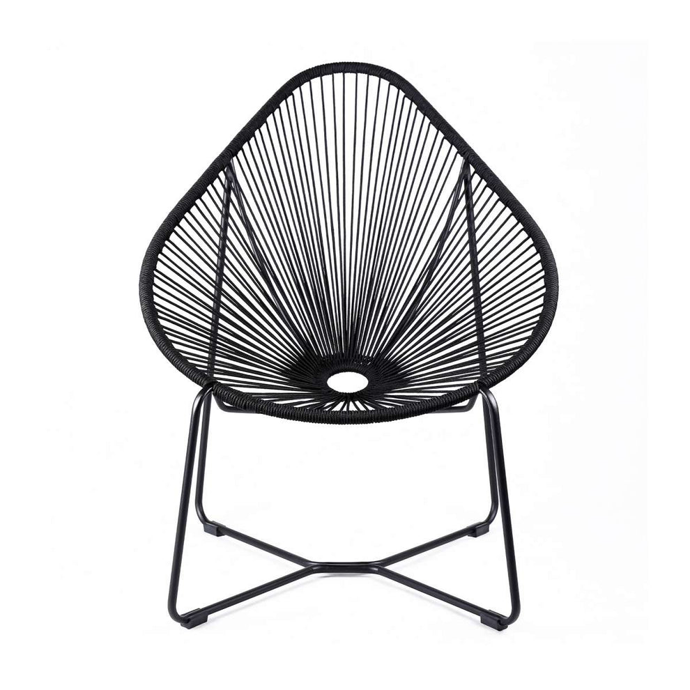 Acapulco Indoor Outdoor Steel Papasan Lounge Chair with Black Rope By Armen Living | Outdoor Chairs |  Modishstore  - 2