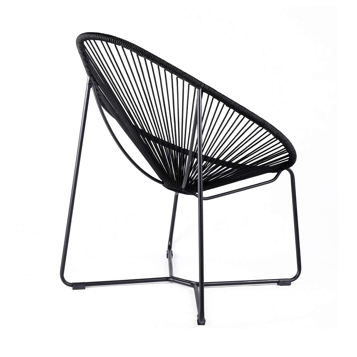 Acapulco Indoor Outdoor Steel Papasan Lounge Chair with Black Rope By Armen Living | Outdoor Chairs |  Modishstore  - 3