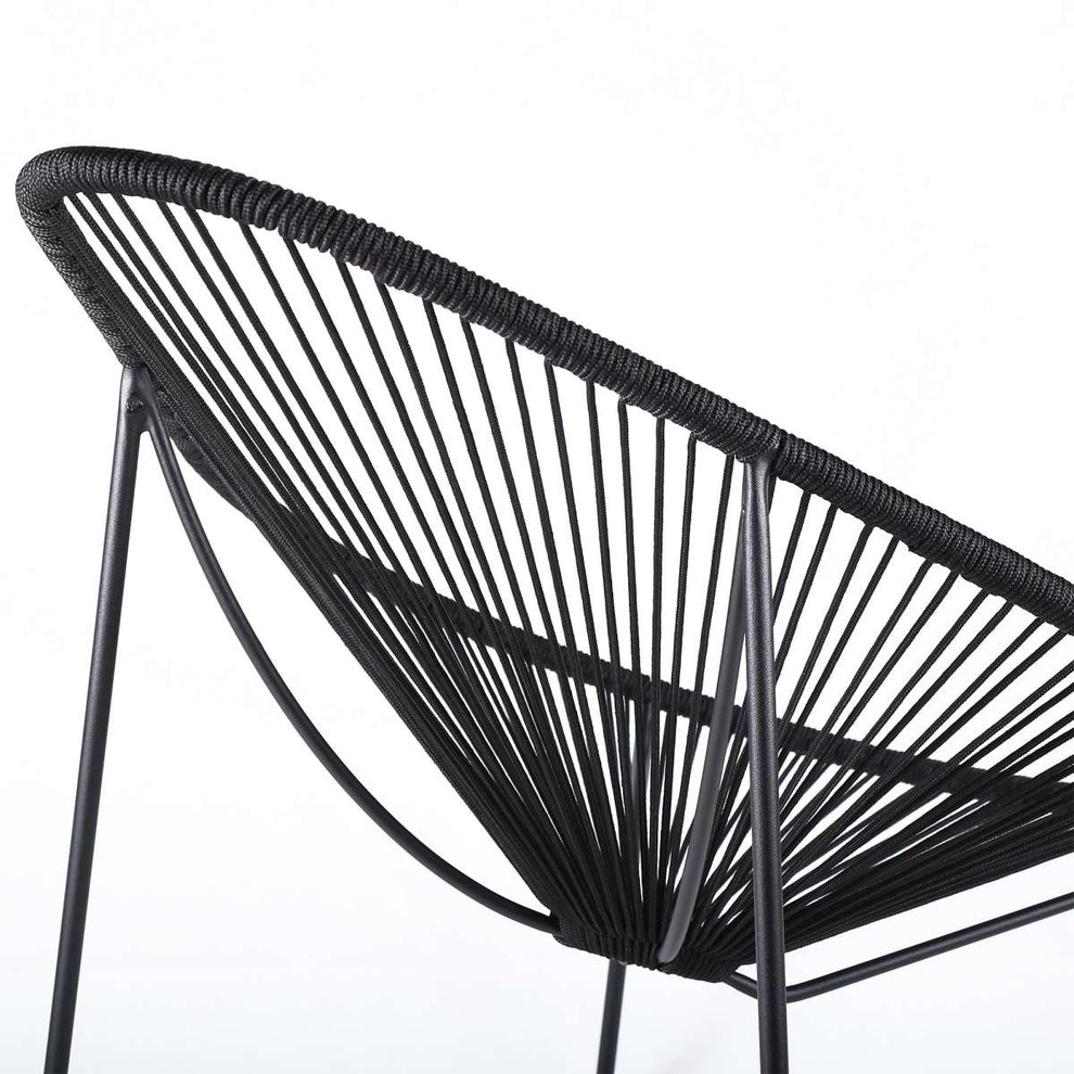 Acapulco Indoor Outdoor Steel Papasan Lounge Chair with Black Rope By Armen Living | Outdoor Chairs |  Modishstore  - 4