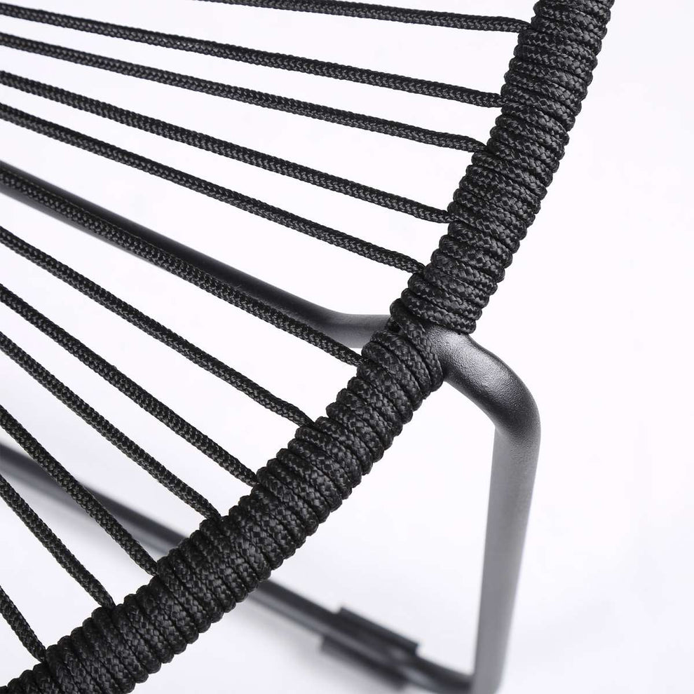Acapulco Indoor Outdoor Steel Papasan Lounge Chair with Black Rope By Armen Living | Outdoor Chairs |  Modishstore  - 5