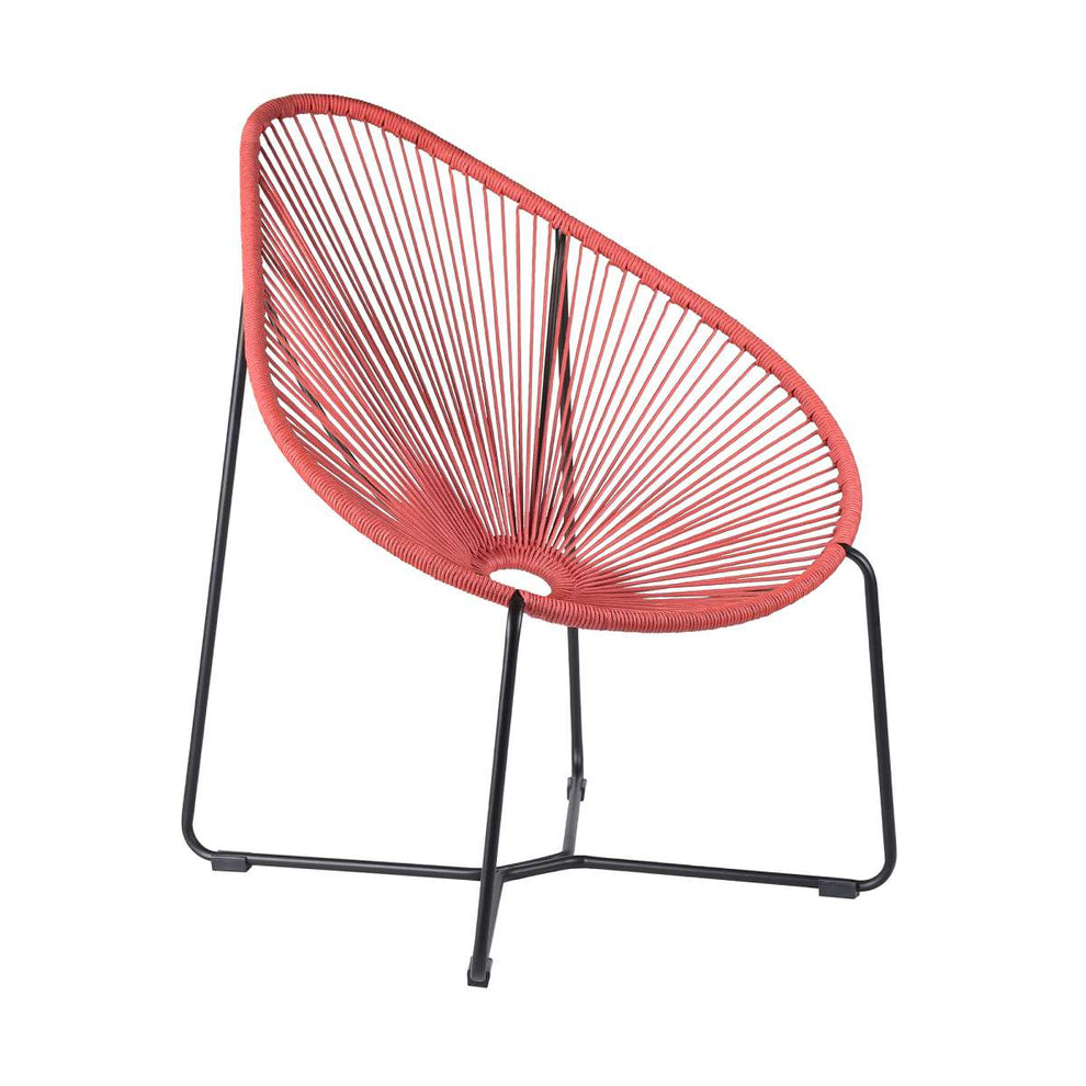 Acapulco Indoor Outdoor Steel Papasan Lounge Chair with Black Rope By Armen Living | Outdoor Chairs |  Modishstore  - 12