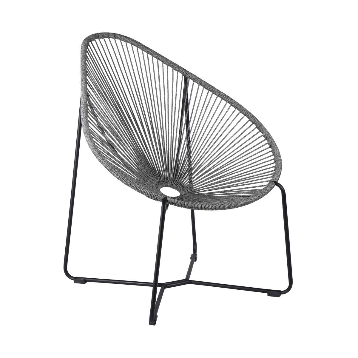 Acapulco Indoor Outdoor Steel Papasan Lounge Chair with Black Rope By Armen Living | Outdoor Chairs |  Modishstore  - 16