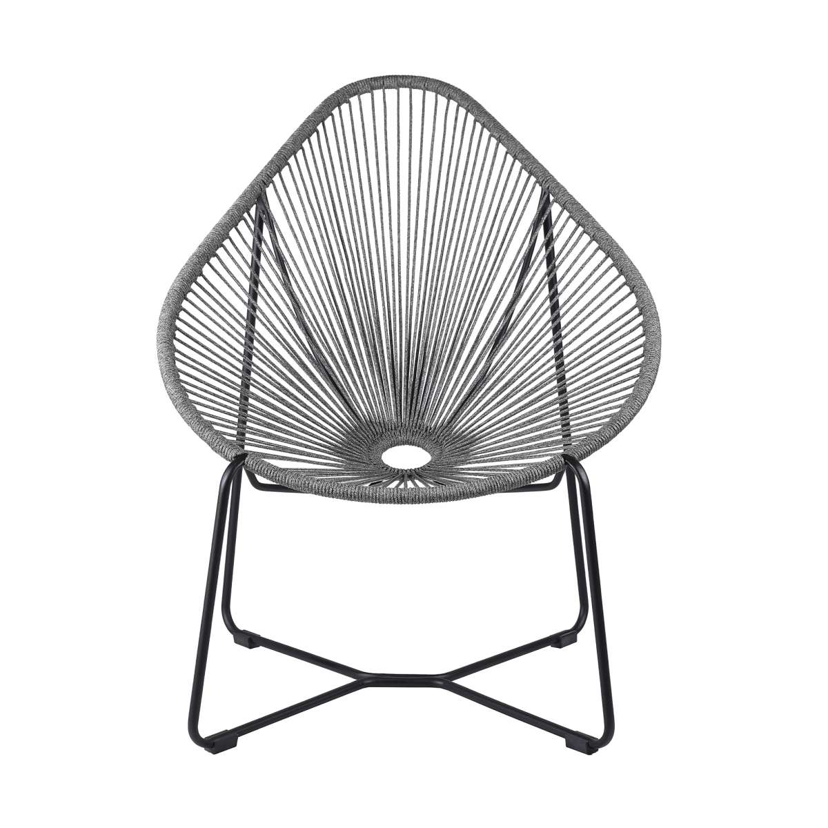 Acapulco Indoor Outdoor Steel Papasan Lounge Chair with Black Rope By Armen Living | Outdoor Chairs |  Modishstore  - 17