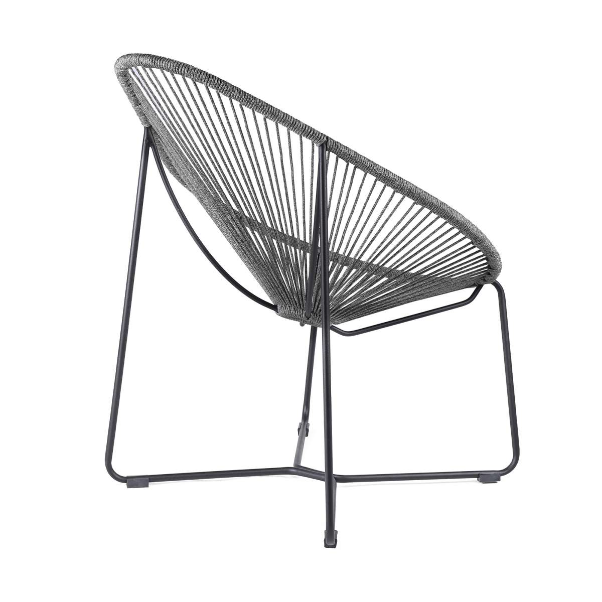 Acapulco Indoor Outdoor Steel Papasan Lounge Chair with Black Rope By Armen Living | Outdoor Chairs |  Modishstore  - 18