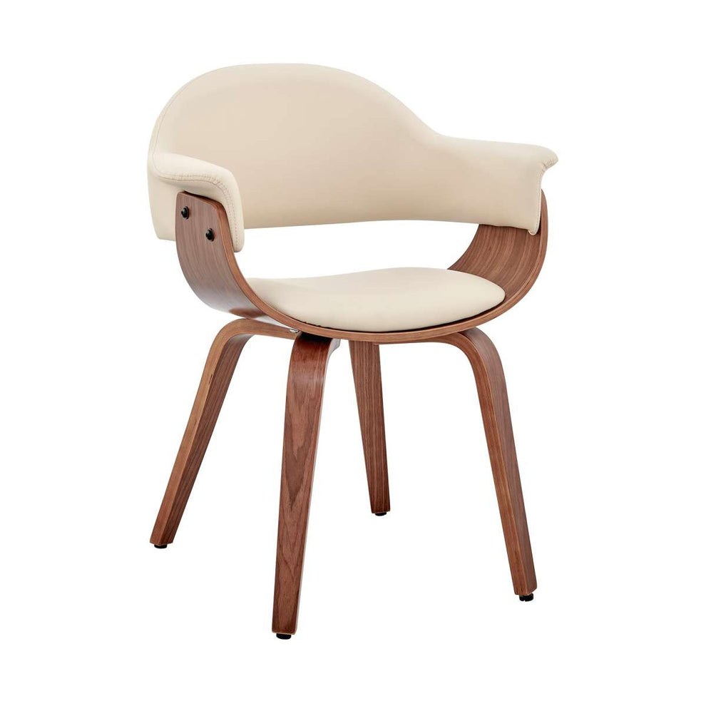 Adalyn Cream Faux Leather and Walnut Wood Dining Room Accent Chair By Armen Living | Dining Chairs | Modishstore