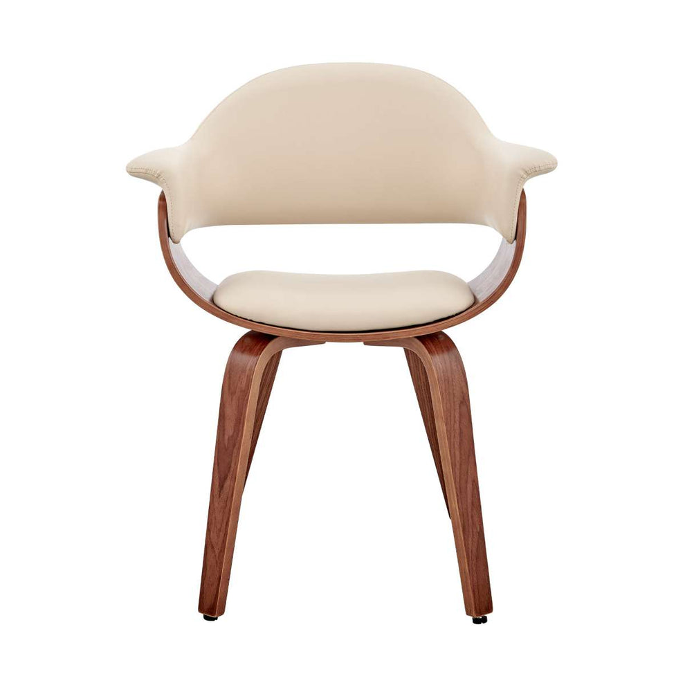 Adalyn Cream Faux Leather and Walnut Wood Dining Room Accent Chair By Armen Living | Dining Chairs | Modishstore - 2