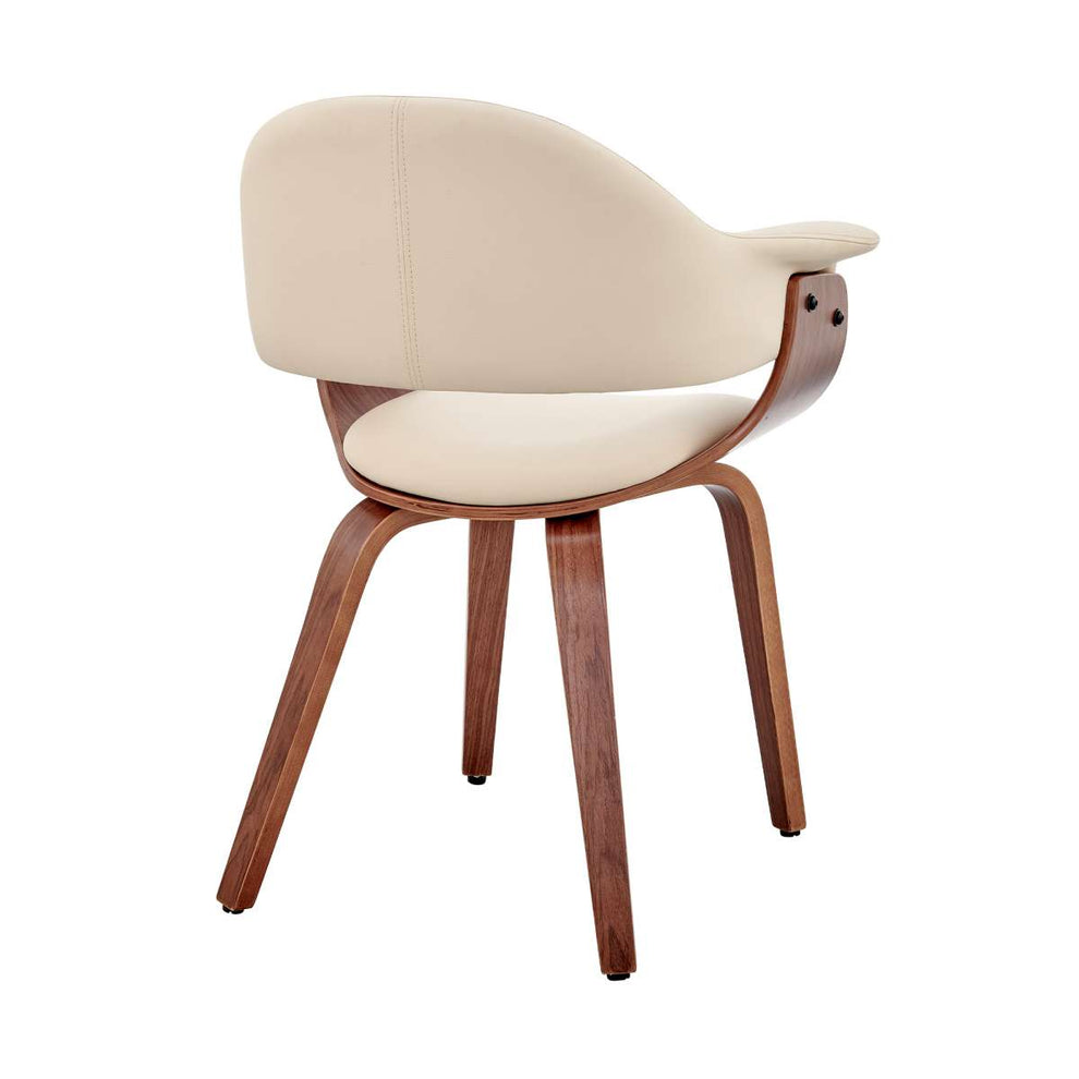 Adalyn Cream Faux Leather and Walnut Wood Dining Room Accent Chair By Armen Living | Dining Chairs | Modishstore - 3