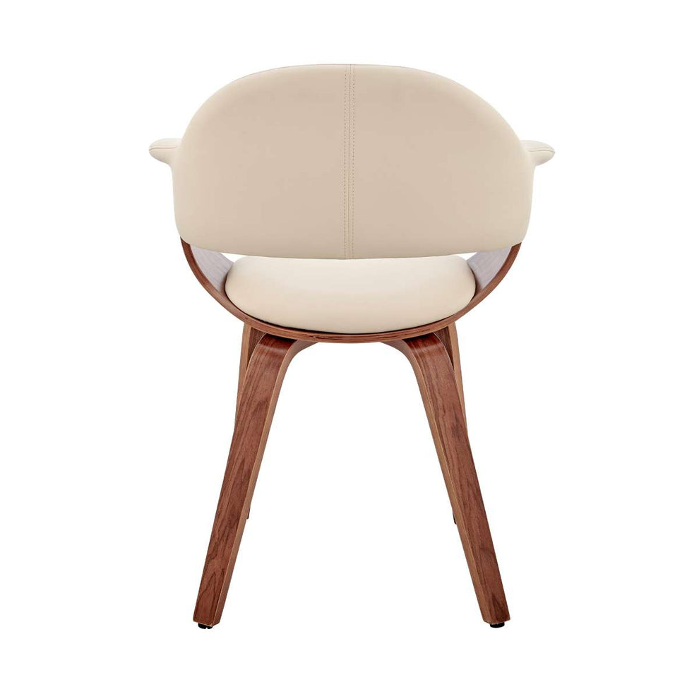 Adalyn Cream Faux Leather and Walnut Wood Dining Room Accent Chair By Armen Living | Dining Chairs | Modishstore - 4