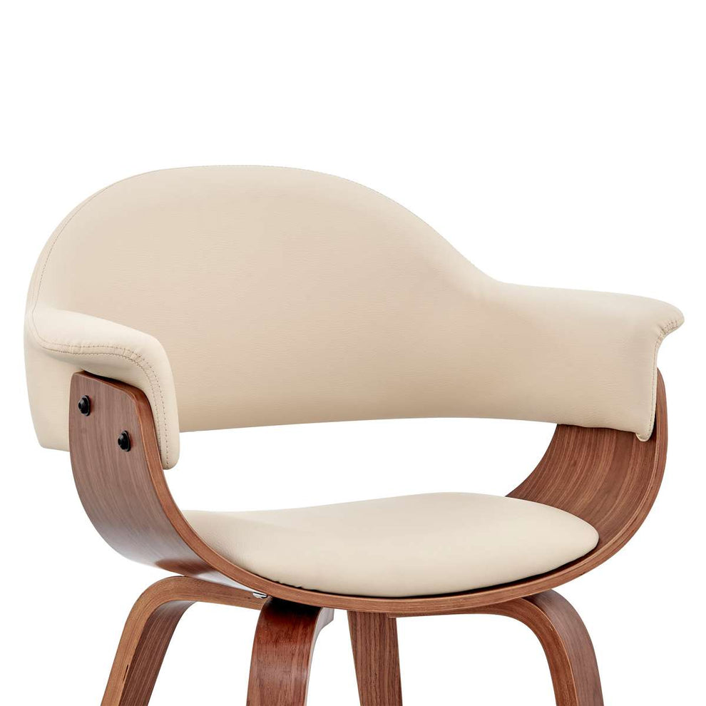 Adalyn Cream Faux Leather and Walnut Wood Dining Room Accent Chair By Armen Living | Dining Chairs | Modishstore - 5