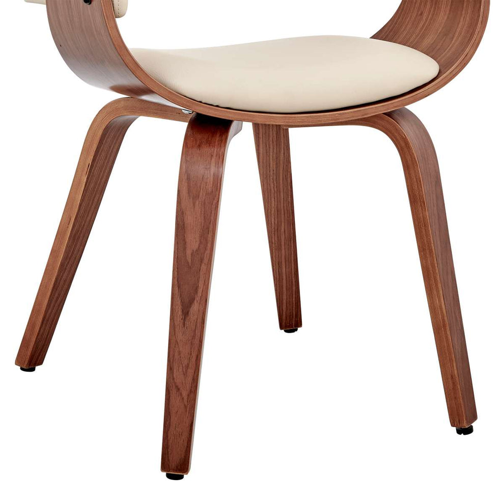 Adalyn Cream Faux Leather and Walnut Wood Dining Room Accent Chair By Armen Living | Dining Chairs | Modishstore - 7