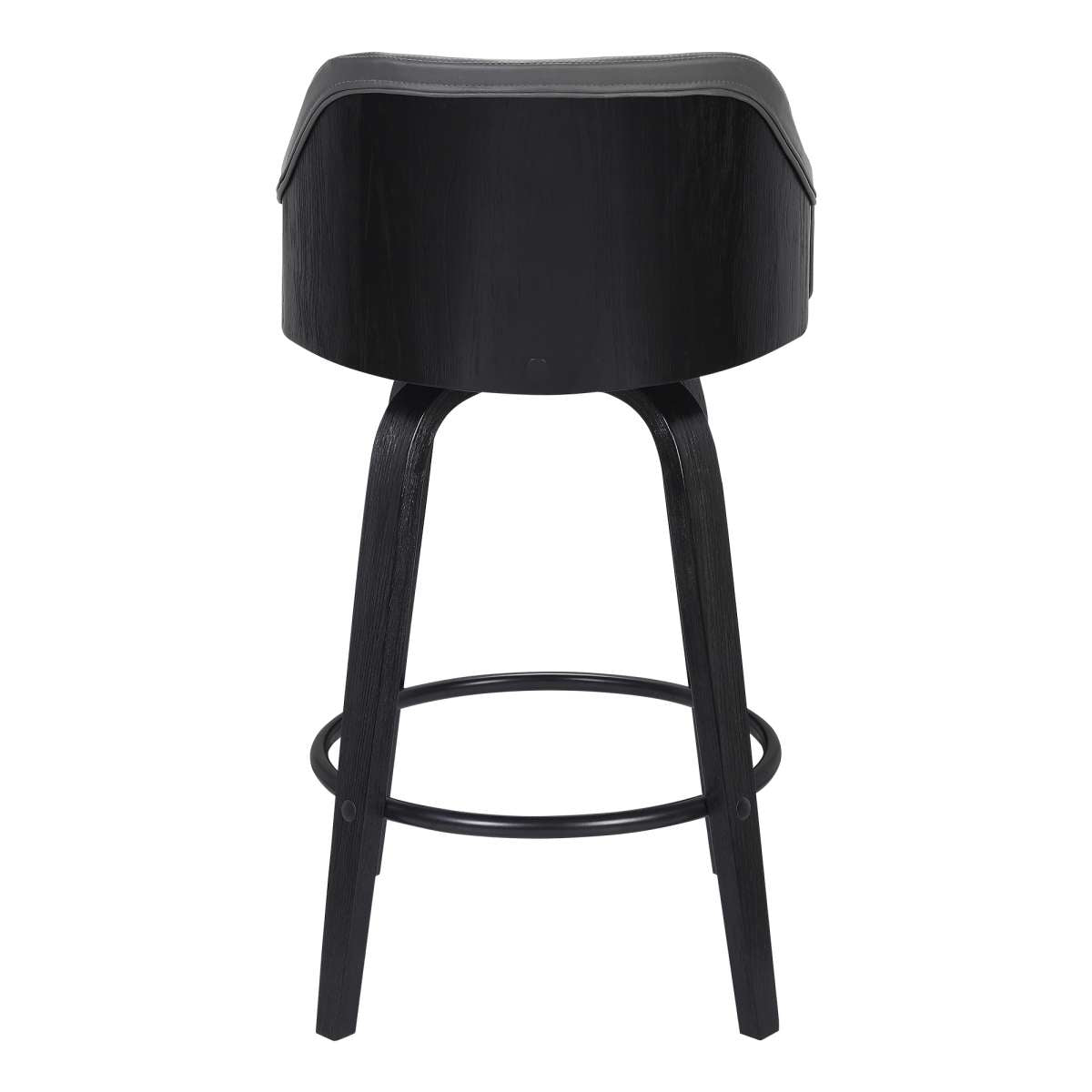 Alec 26" Counter Height Swivel Grey Faux Leather and Black Wood Bar Stool By Armen Living | Bar Stools | Modishstore - 3