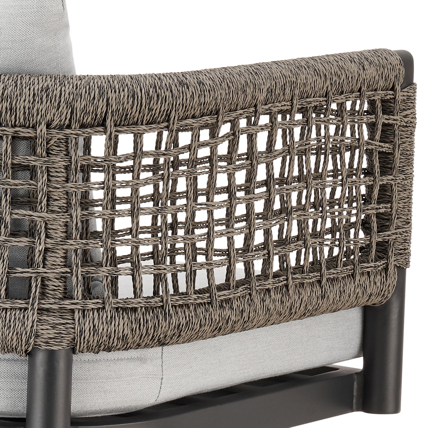 Alegria Outdoor Patio Swivel Bar Stool in Aluminum with Gray Rope and Light Gray Cushions By Armen Living | Bar Stools | Modishstore - 9