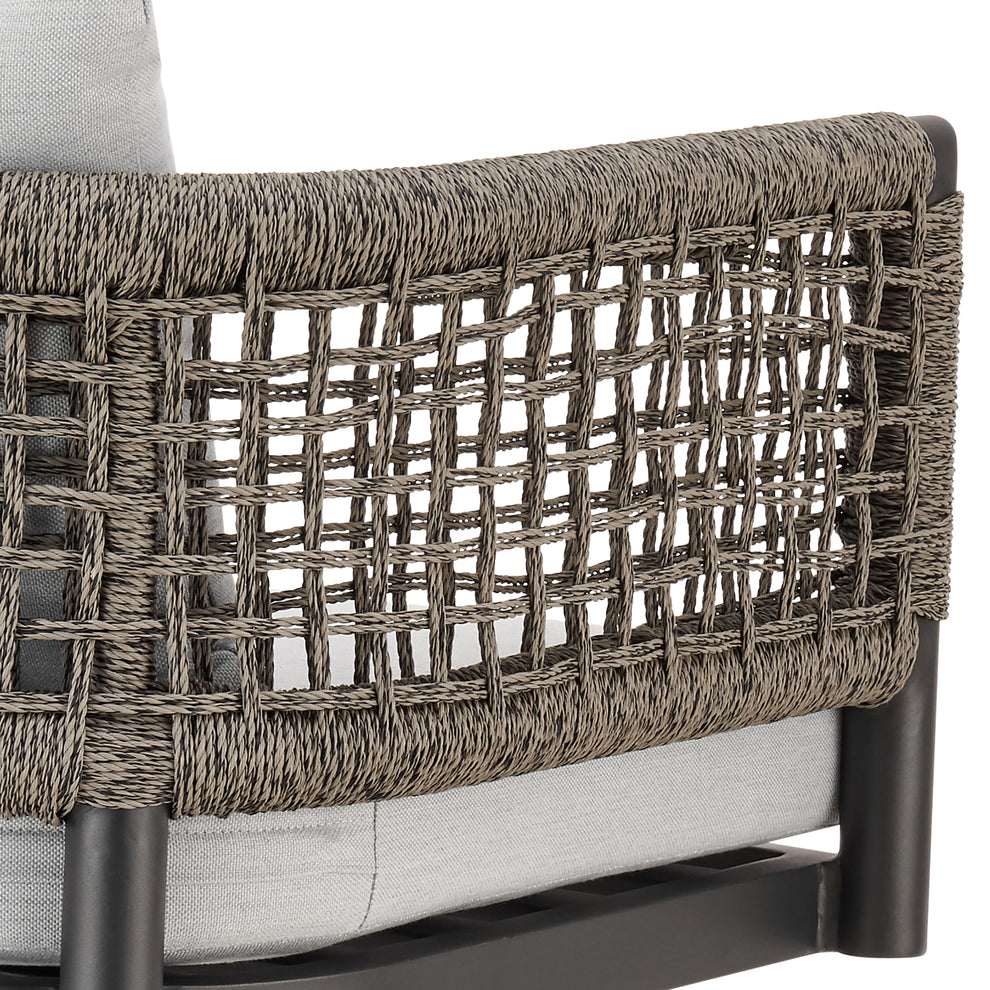 Alegria Outdoor Patio Swivel Bar Stool in Aluminum with Gray Rope and Light Gray Cushions By Armen Living | Bar Stools | Modishstore - 9